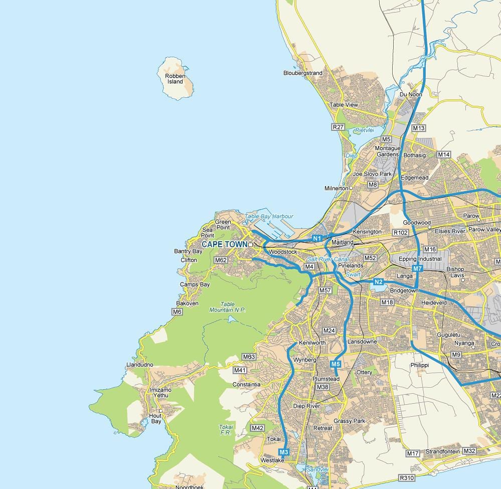 žemėlapis capetown
