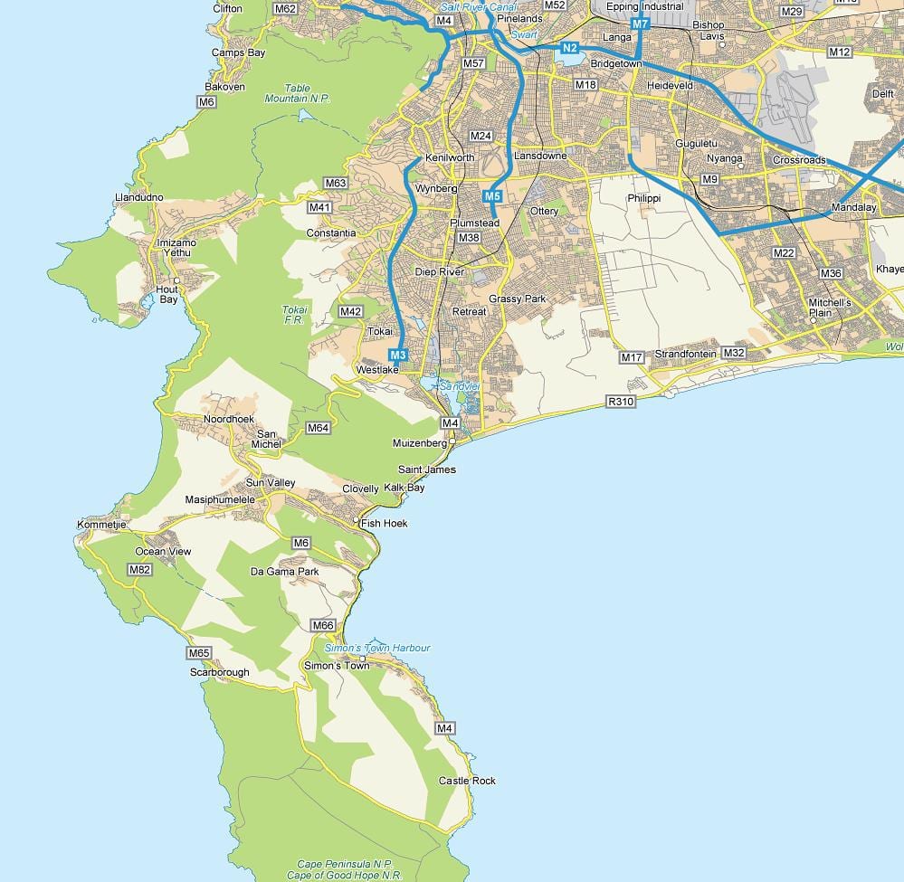 žemėlapis muizenberg keiptaunas