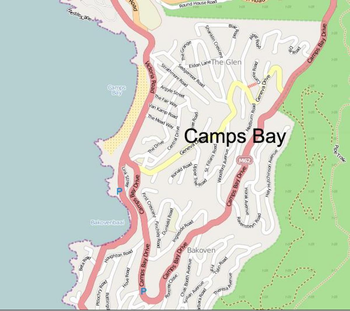 žemėlapis camps bay street