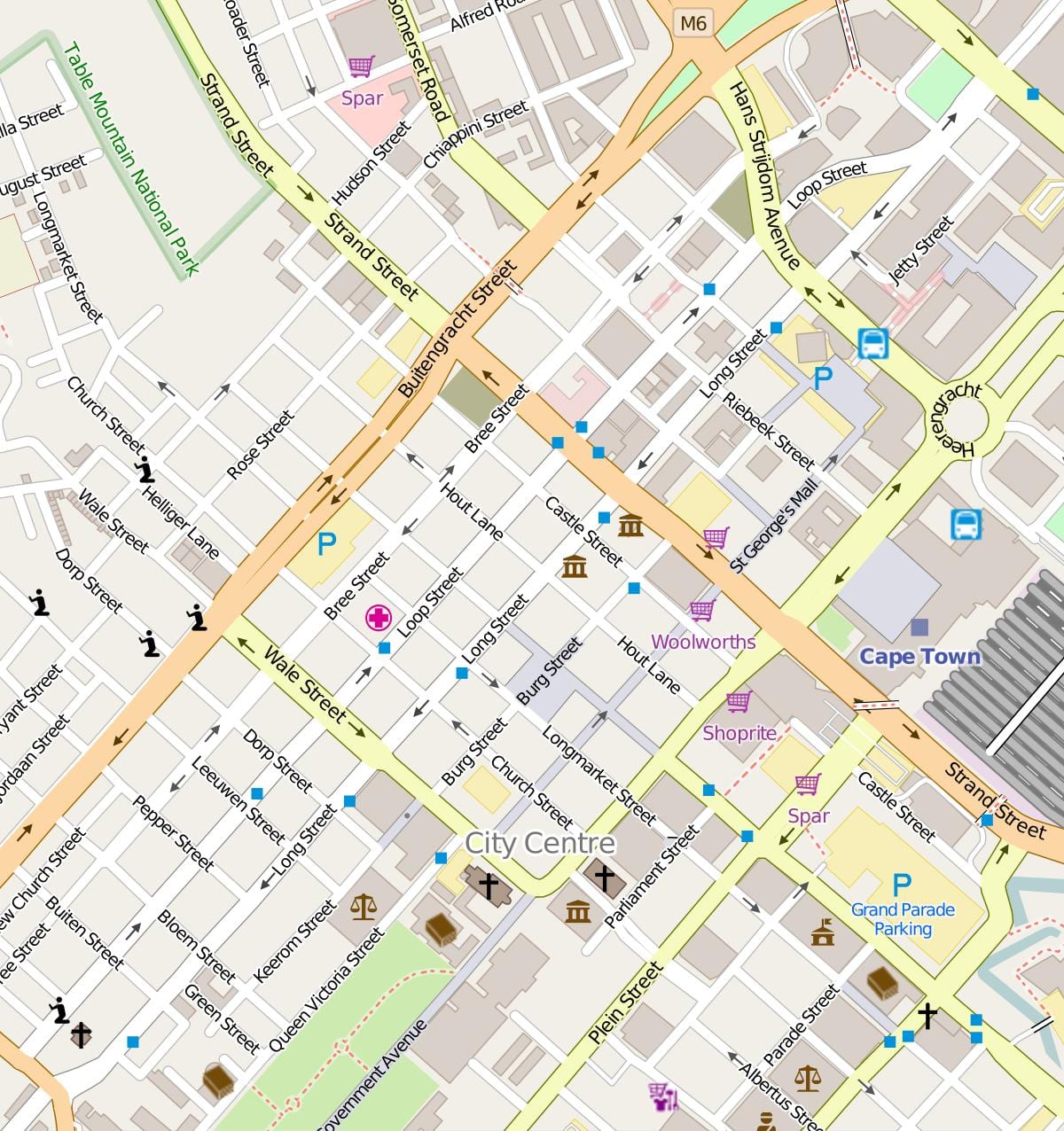 žemėlapis Cape Town city centre"