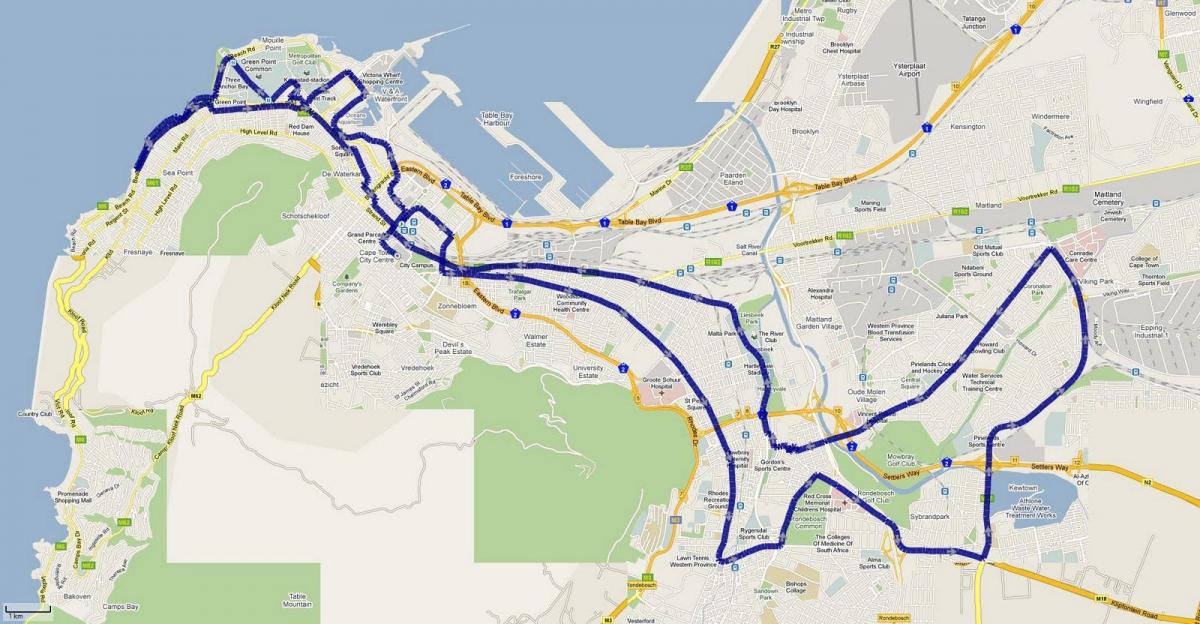 žemėlapis keiptaunas maratono trasoje 
