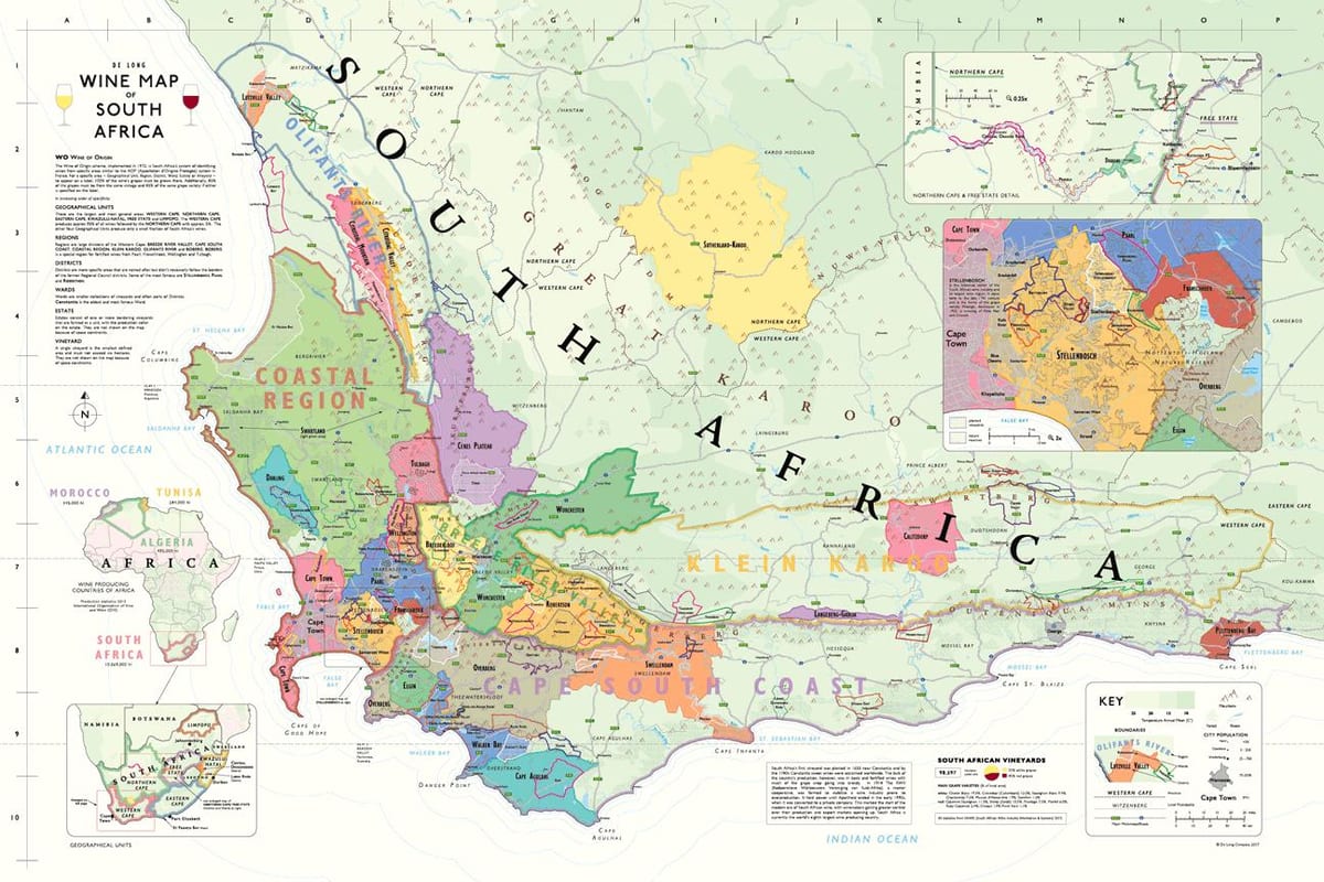 žemėlapis franschhoek rūsiai