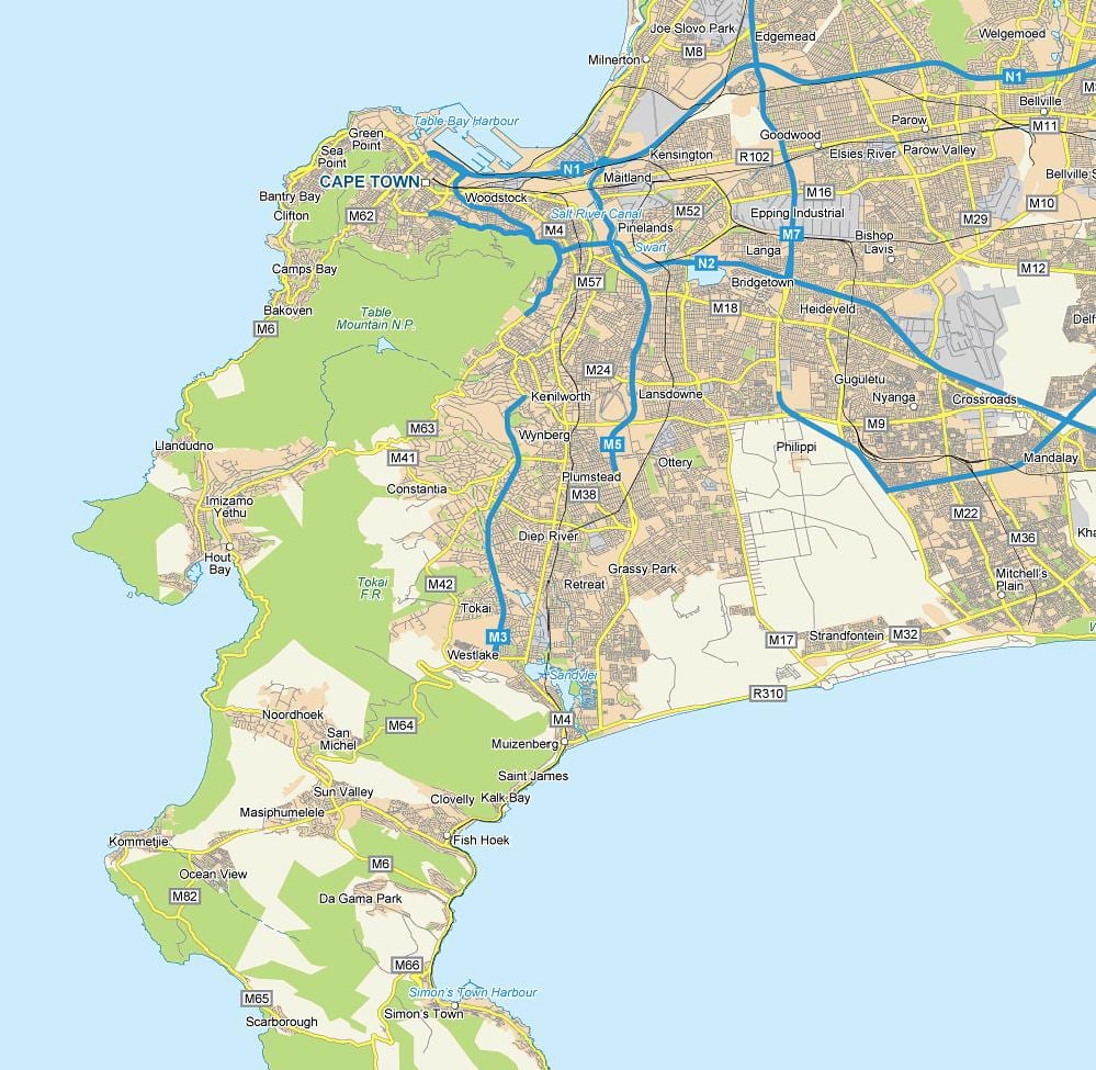 žemėlapis diep upės keiptaunas