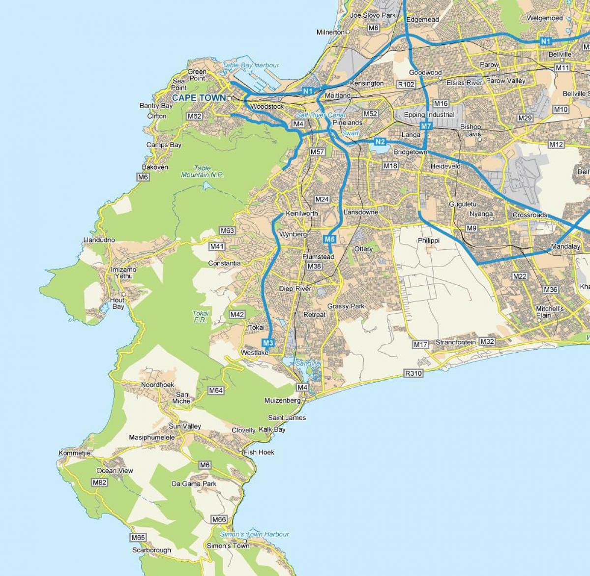 žemėlapis diep upės keiptaunas