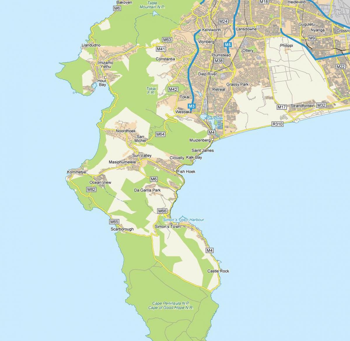 žemėlapis fish hoek Pietų Afrika