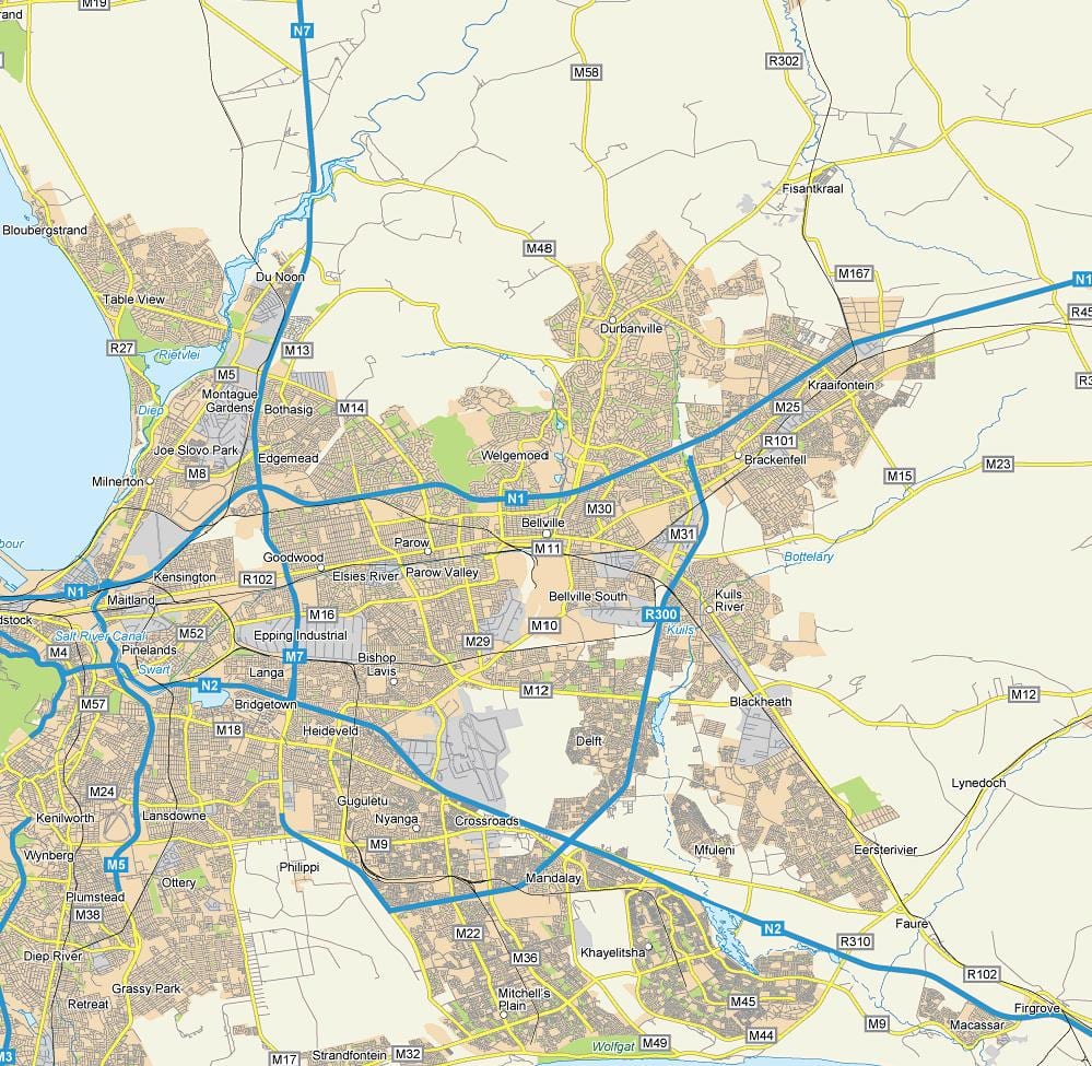žemėlapis gatvių žemėlapis bellville keiptaunas