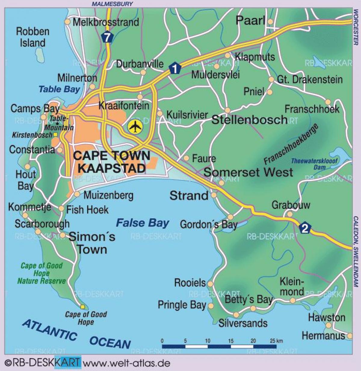 žemėlapis iš Cape Town