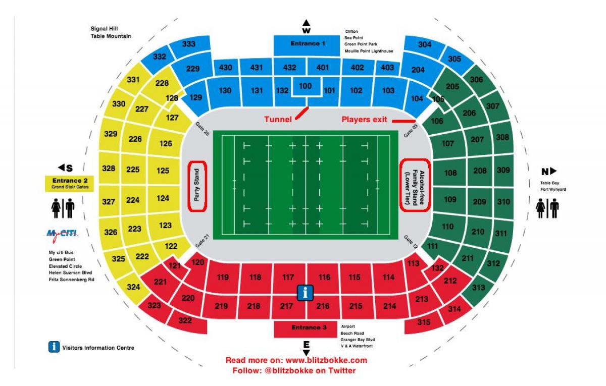 žemėlapis Keiptauno stadionas