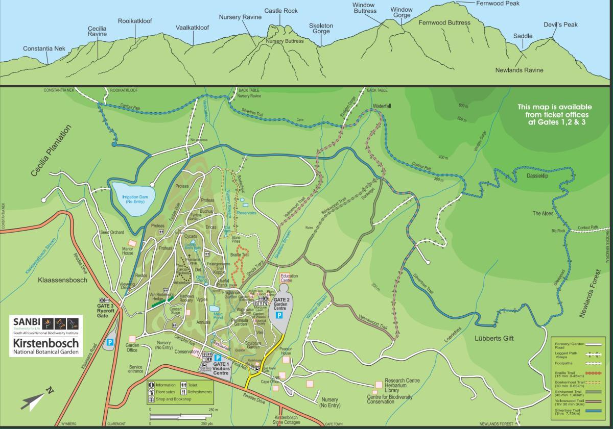 žemėlapis kirstenbosch