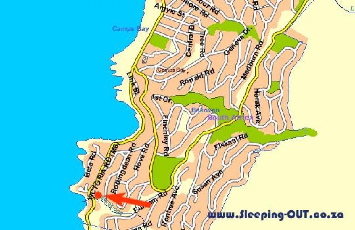 žemėlapis ocean view keiptaunas