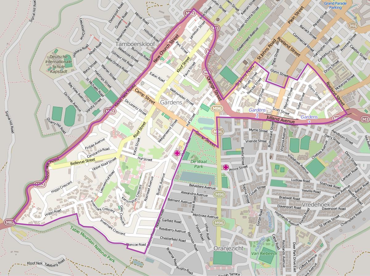 žemėlapis tamboerskloof, Cape Town