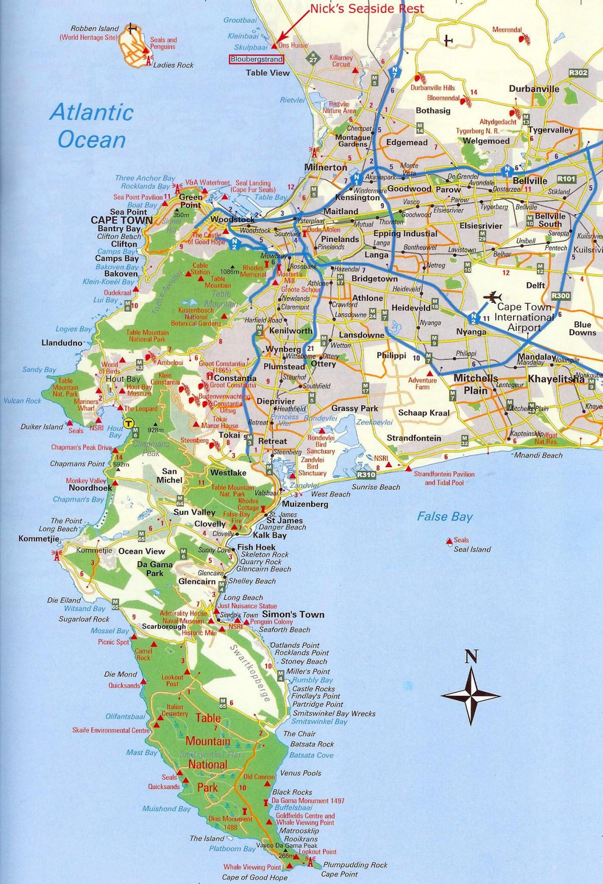 žemėlapis iš Cape Town
