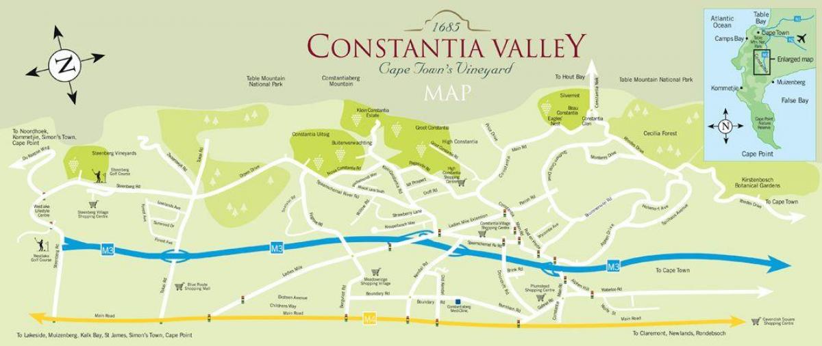 žemėlapis constantia keiptaunas