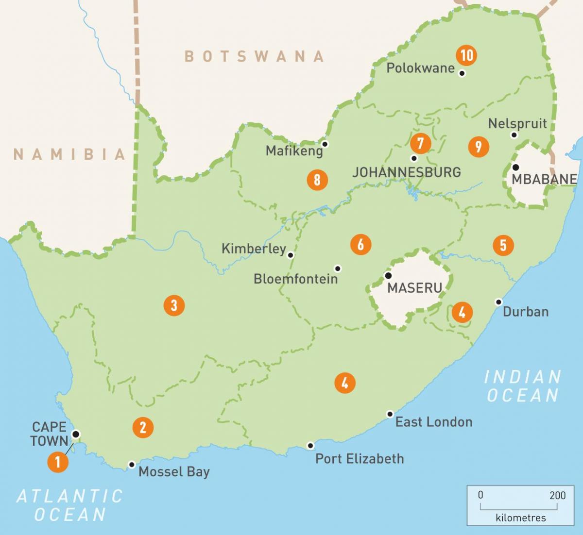 Cape Town sa žemėlapyje