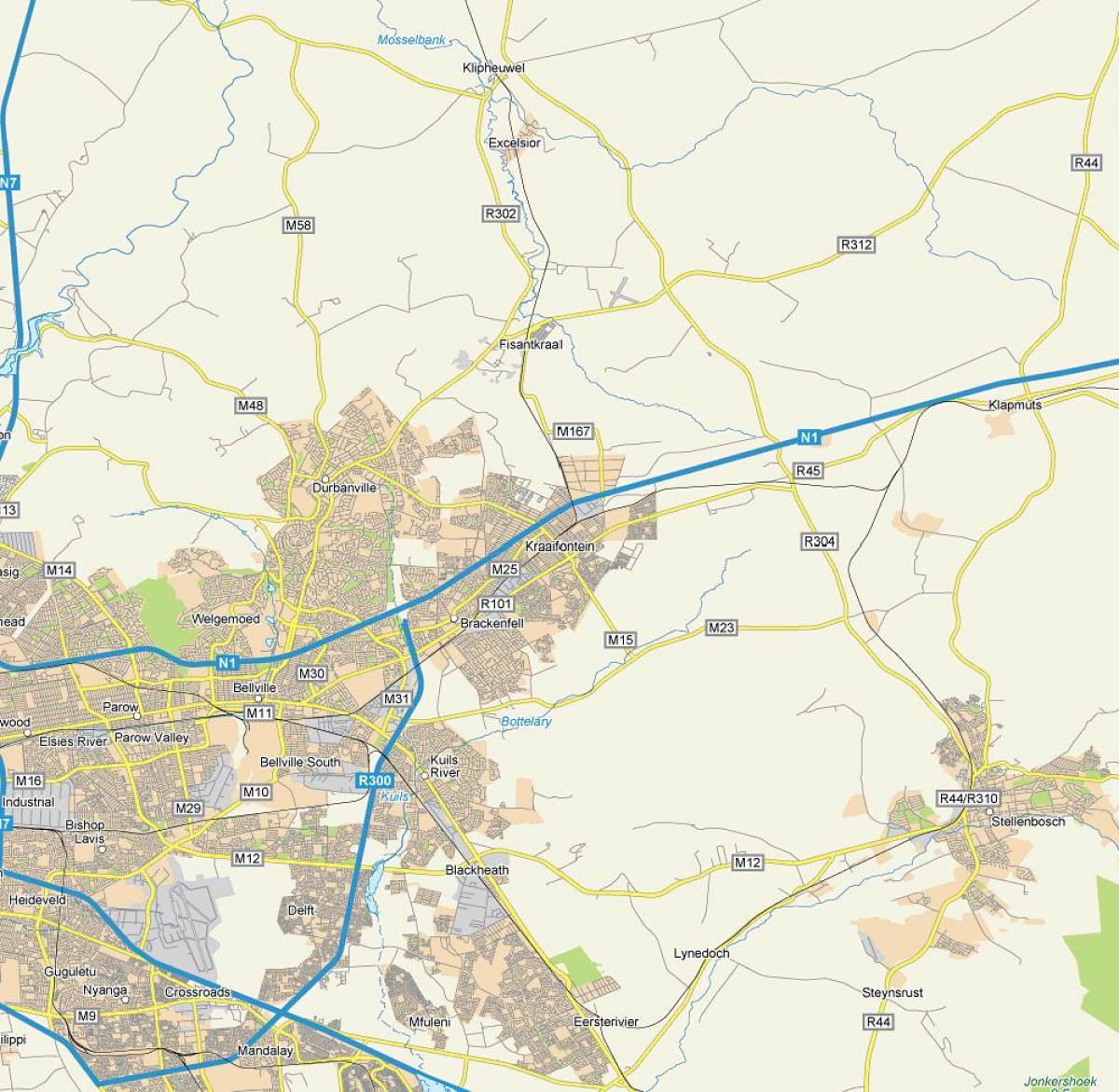 žemėlapis kraaifontein keiptaunas