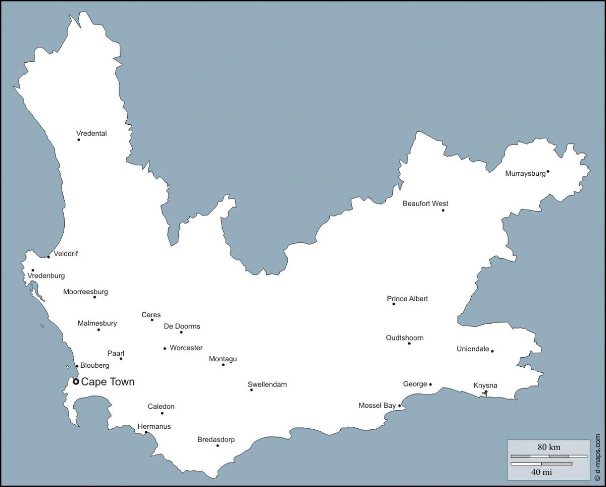 žemėlapis western Cape Miestų
