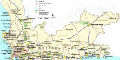 Žemėlapis cape, Pietų Afrika