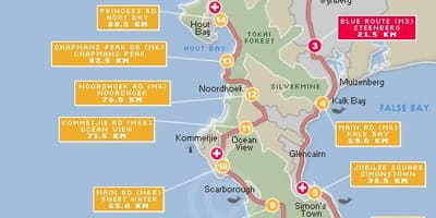 Žemėlapis cape argus maršrutą