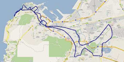 Žemėlapis keiptaunas maratono trasoje 