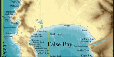 Žemėlapis false bay, Cape Town