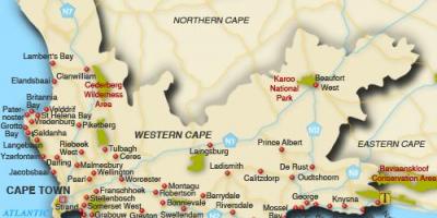 Western cape paplūdimiai žemėlapyje